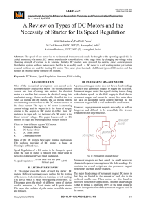 A Review on Types of DC Motors and the Necessity of Starter for Its