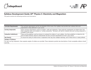 Syllabus Development Guide: AP® Physics C: Electricity and
