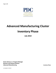 Advanced Manufacturing Cluster Inventory Phase