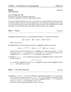 CS290G — Introduction to Cryptography Huija Lin Part 1