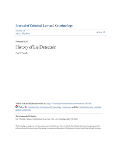History of Lie Detection - Scholarly Commons
