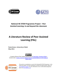 A literature review of Peer Assisted Learning (PAL)