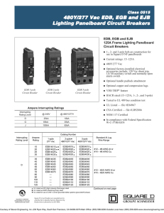 EDB, EGB and EJB 125 A Frame Lighting Panelboard Circuit Breakers