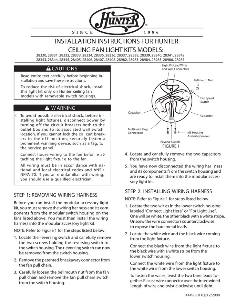 Installation Instructions For Hunter Ceiling Fan Light Kits - How To Install Hunter Ceiling Fan With Light Kit