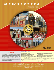 May 2013 - National Institute of Technology Hamirpur
