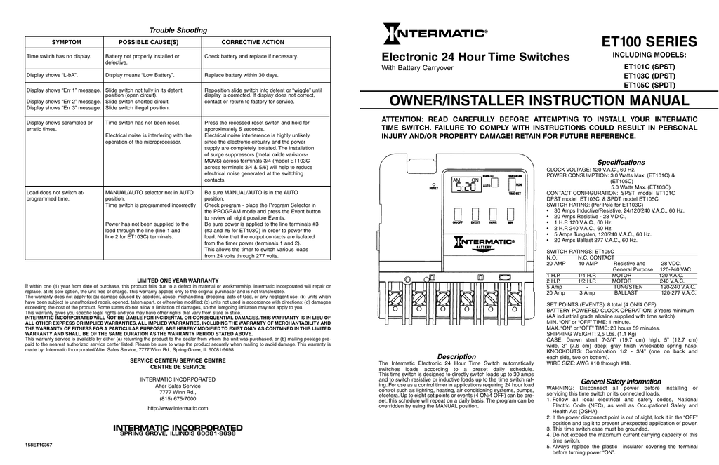 intermatic et100c manual