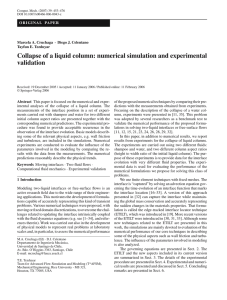 Collapse of a liquid column: numerical simulation and experimental