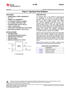 Single 2:1 High-Speed Video Multiplexer (Rev. C)