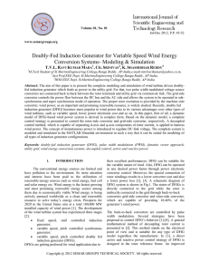 Doubly-Fed Induction Generator for Variable Speed Wind Energy