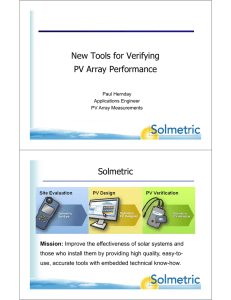 New Tools for Verifying f PV Array Performance Solmetric