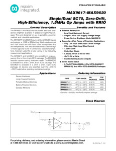 Single/Dual SC70, Zero-Drift, High-Efficiency, 1.5MHz Op Amps with