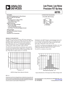 AD795 Low Power, Low Noise Precision FET Op Amp Data Sheet