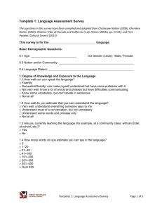 Template 1: Language Assessment Survey