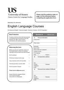 University of Sussex English Course Application Form