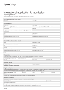 Taylors High School application form - International