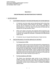 rule no. 6 discontinuance and restoration of service i. water