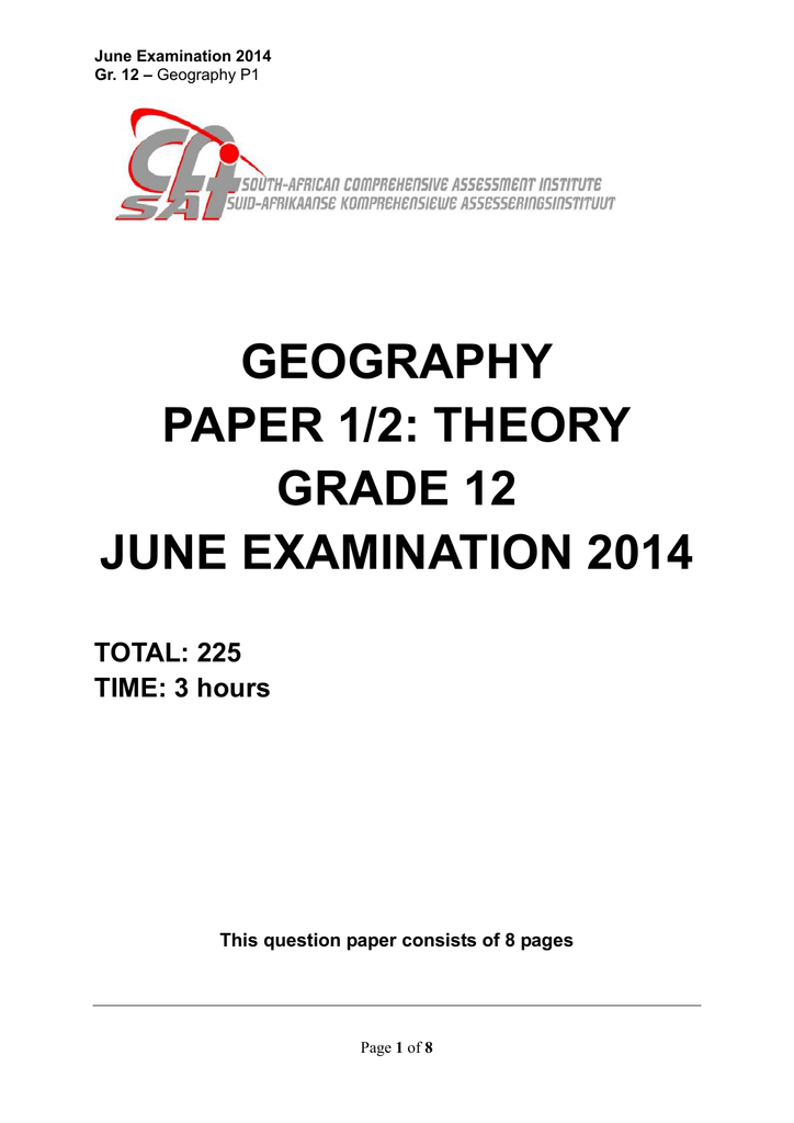 Geography Paper 1 Grade 12 Annexure Nsc Exams Past Papers And Memos ...