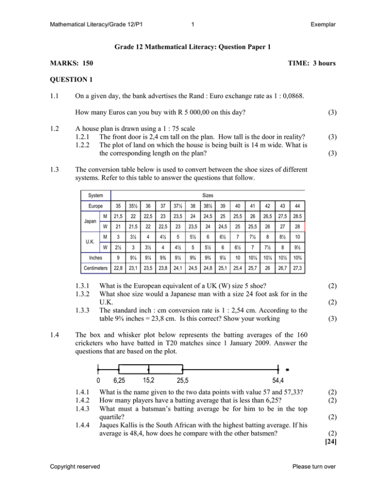 mathematics paper 1 topics grade 12 2020