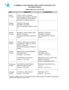 CSEC May 2015 – June 2015 Timetable