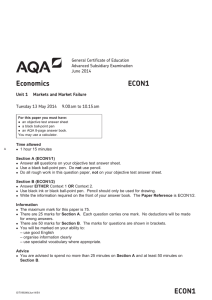 A-level Economics Question paper Unit 01