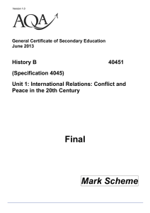 GCSE History B 40451 Mark Scheme June 2013