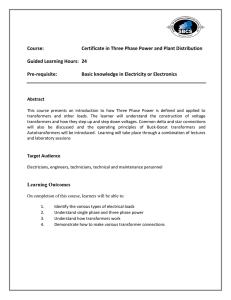 Course: Certificate in Three Phase Power and Plant