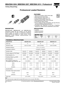 Professional Leaded Resistors MBA/SMA 0204, MBB/SMA 0207