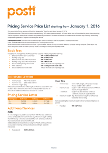 Pricing Service Price List