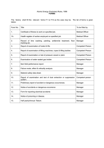 Atomic Energy (Factories) Rules, 1996 FORMS The factory shall fill