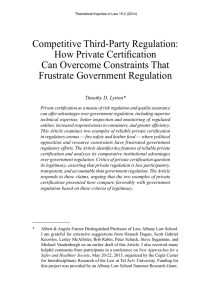 Competitive Third-Party Regulation: How Private Certification Can