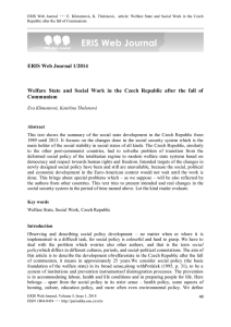 Welfare State and Social Work in the Czech Republic after the fall of