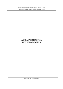 acta periodica technologica - Tehnoloski fakultet Novi Sad