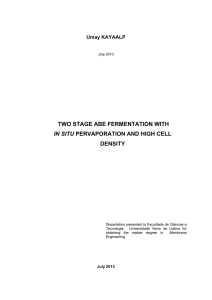 two stage abe fermentation with in situ pervaporation and