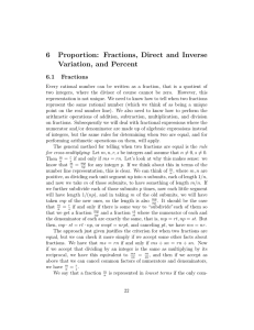 6 Proportion: Fractions, Direct and Inverse Variation, and Percent