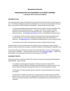 Marquette University PROCEDURES FOR THE ASSESSMENT OF