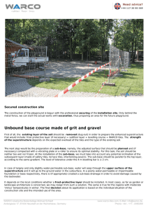 Unbound base course made of grit and gravel