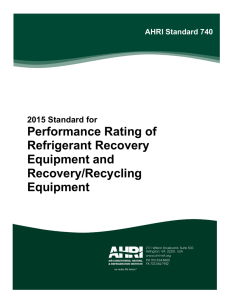 Performance Rating of Refrigerant Recovery Equipment and
