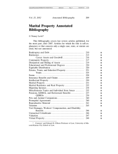 Marital Property Annotated Bibliography
