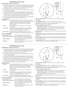 TR-800 Quick Start Card TR-800 Quick Start Card