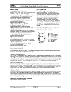 K1EL Single Chip Morse Code Keyer/Processor FEATURES