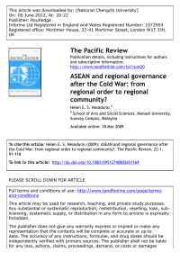 ASEAN and regional governance after the Cold War