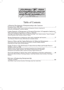 Table of Contents - Journal of Asia Entrepreneurship and