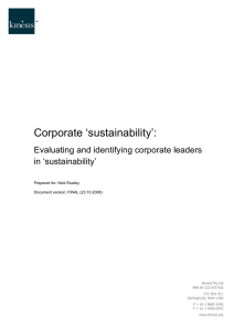 Corporate `sustainability` - University of Technology Sydney