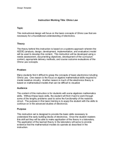 Instruction Working Title: Ohms Law Topic This