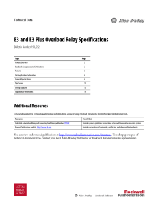 E3 and E3 Plus Overload Relay Specifications