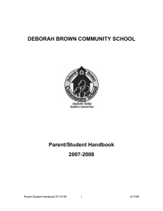 Parent / Student Handbook - Deborah Brown Community School