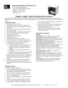zebra zm600™ printer specifications