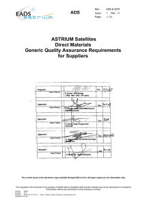 ASTRIUM Satellites Direct Materials Generic Quality Assurance