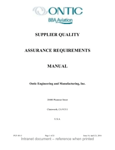 SUPPLIER QUALITY ASSURANCE REQUIREMENTS MANUAL