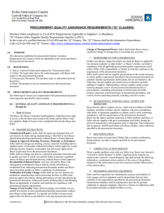 PROCUREMENT QUALITY ASSURANCE REQUIREMENTS (“Q